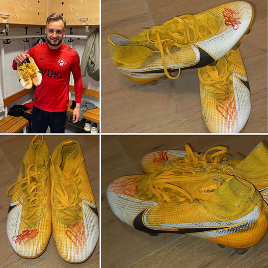 Facebook Auktion @becksnagelforkids Würzburger Kickers Matchworn Schuhe von David Kopacz