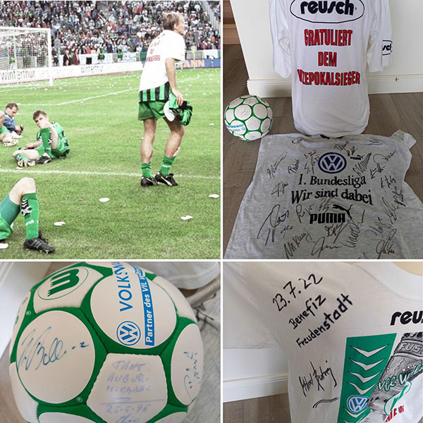 Facebook Auktion @becksnagelforkids DFB Pokalfinale 1995 exklusives Pokalshirt und Fußball signiert