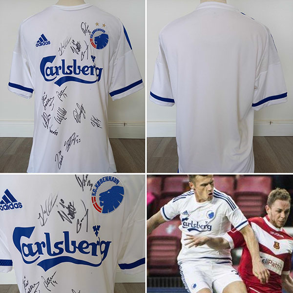 Facebook Auktion @becksnagelforkids FC Kopenhagen aus der Saison 15-16 Fanshop Edition mehrfach signiert