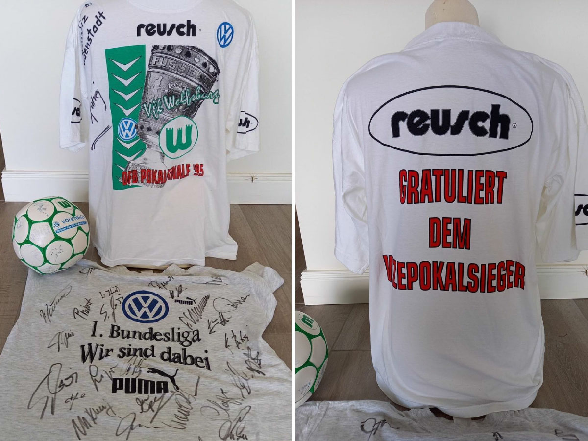 Facebook Auktion @becksnagelforkids DFB Pokalfinale 1995 exklusives Pokalshirt und Fußball signiert